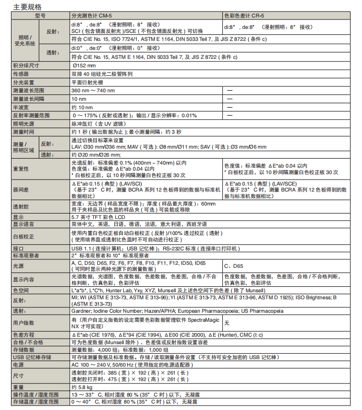 CM-5 分光测试仪/CR-5 色彩色差仪