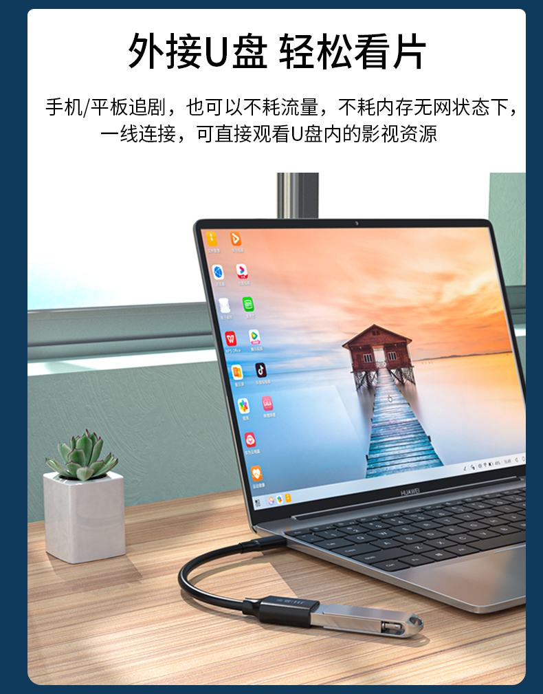 【U663A】晶华OTG线（TYPE-C口）高速USB3.0无氧铜芯