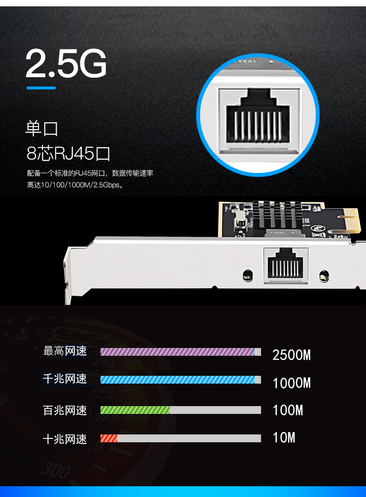 【2.5g】京华PCI-E网卡RTL8125G原装芯片2500M（一年换新）