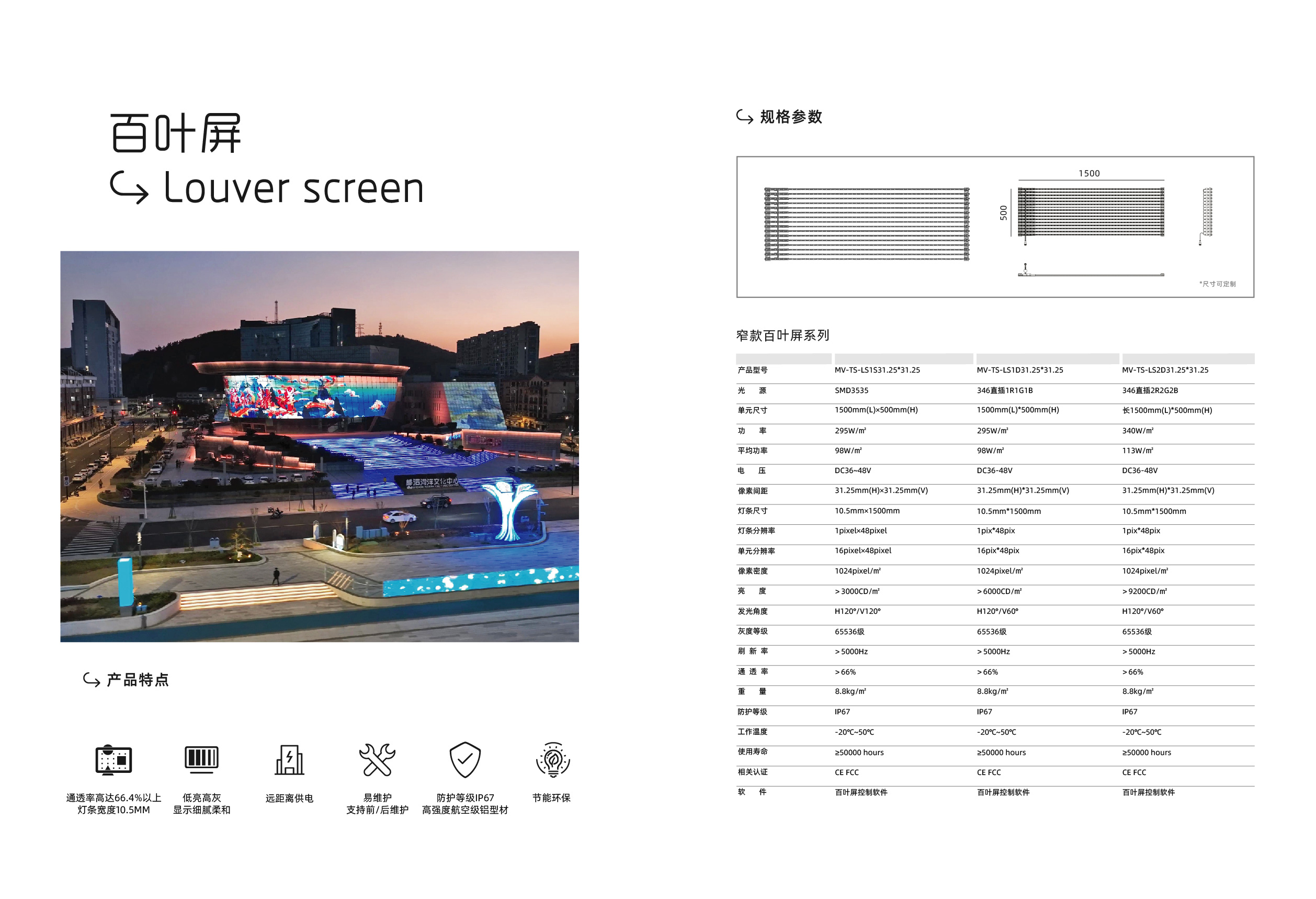  LED窄款百葉屏P31.25*31.25（SMD）