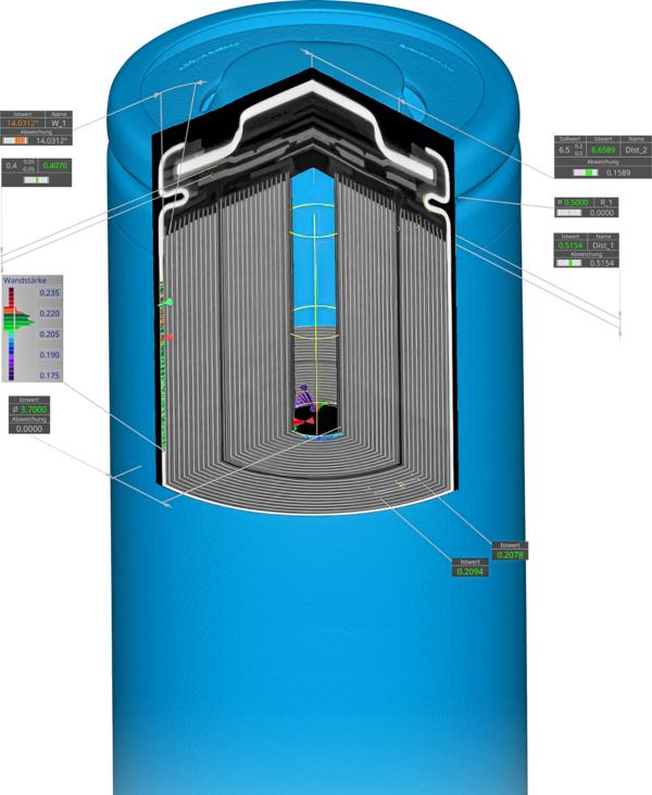 Measurement of battery cells with TomoScope® S Plus