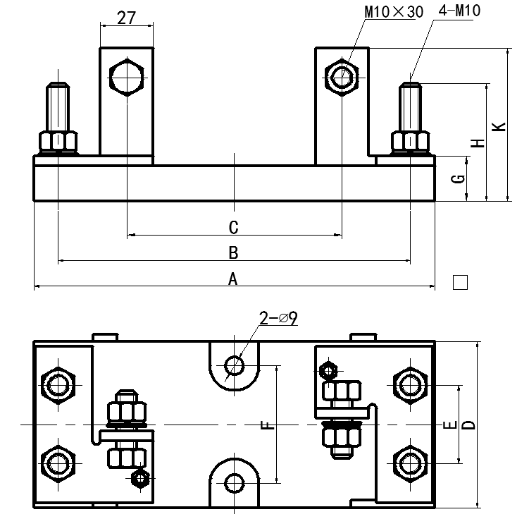 Square tube bus hook fuse base