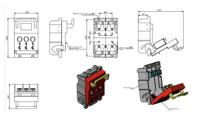 Fuse type isolating switch and protective cover