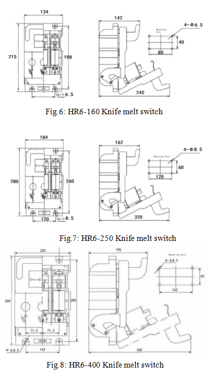 Fuse type isolating switch and protective cover