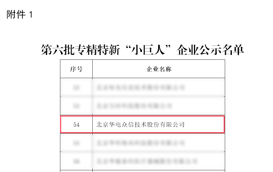 喜报 I 华电众信荣膺国家级专精特新“小巨人”企业称号