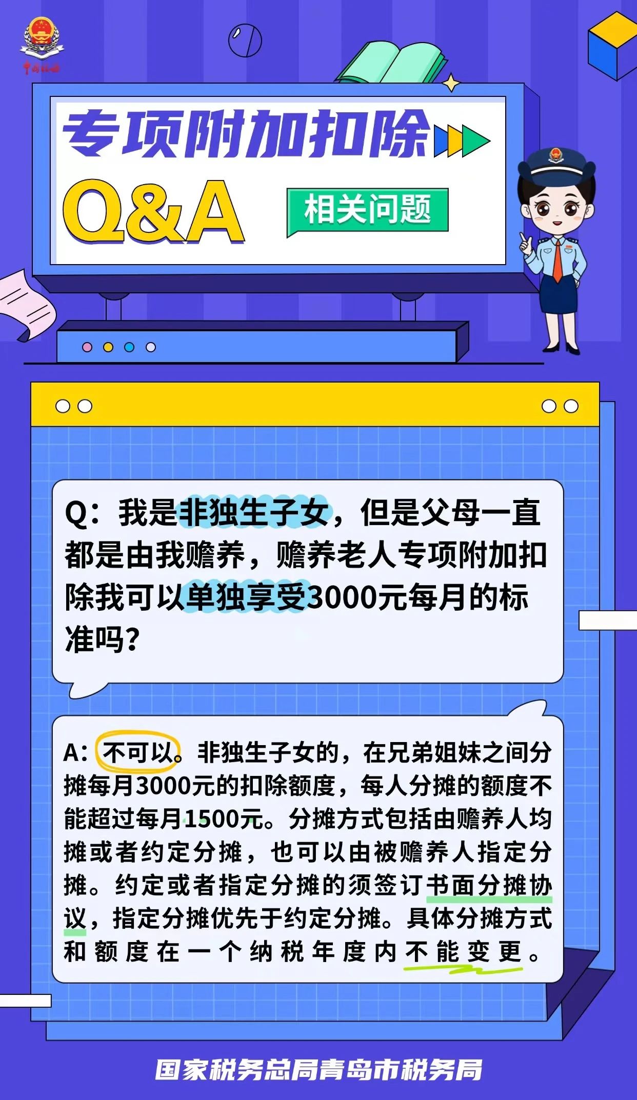 我是非独生子女，但是父母一直都是由我赡养，赡养老人专项附加扣除我可以单独享受3000元每月的标准吗？