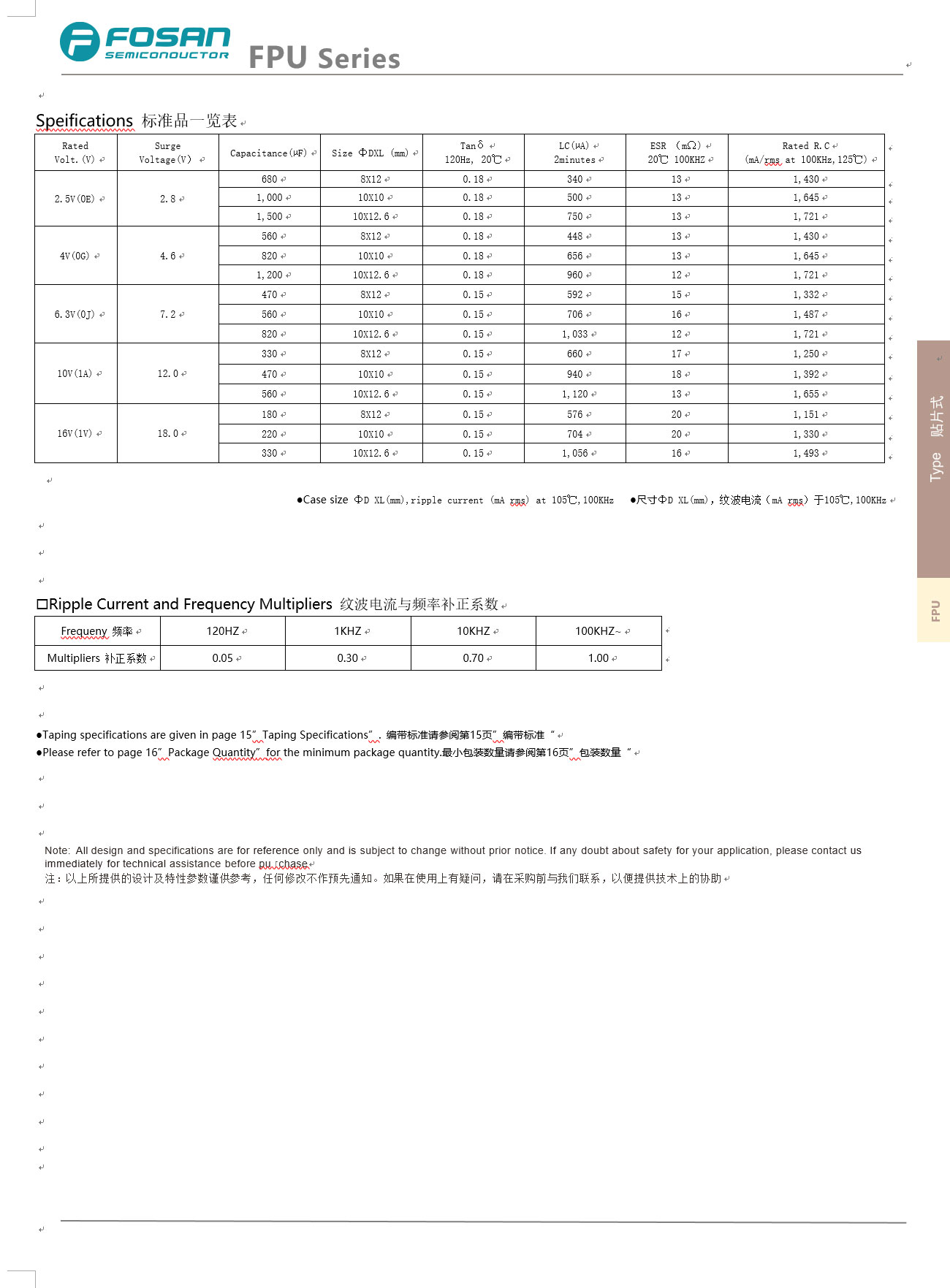 FPU标准品 贴片固态电解电容 FPU标准品 贴片固态电解电容