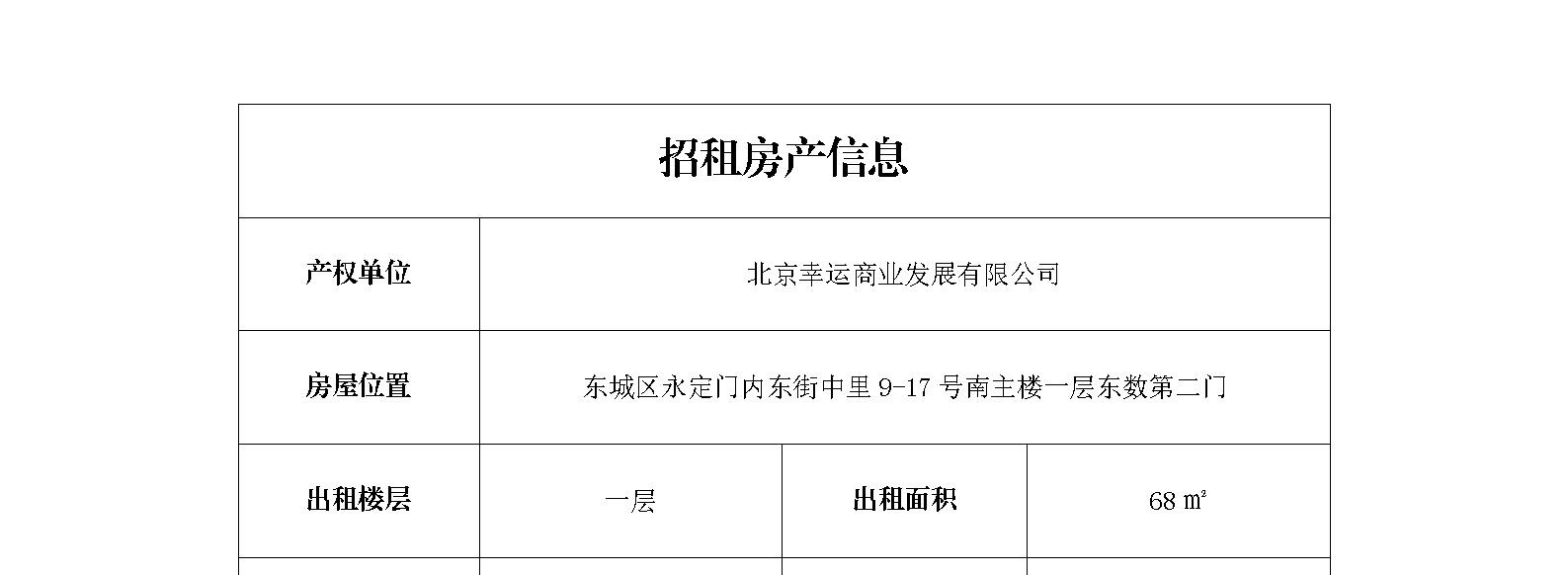 东城区永定门内东街中里9-17号一层底商招商信息