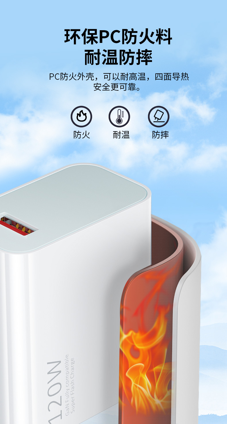 【C875】晶华手机充电器(小米适用120W)氮化镓（配1米TYPE-C线）