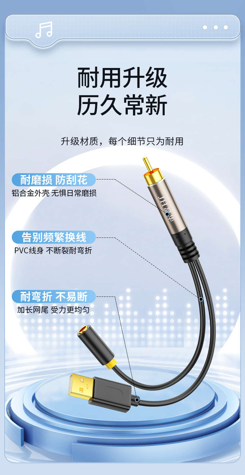 【Z240A】晶华同轴转3.5孔音频转接线 15CM