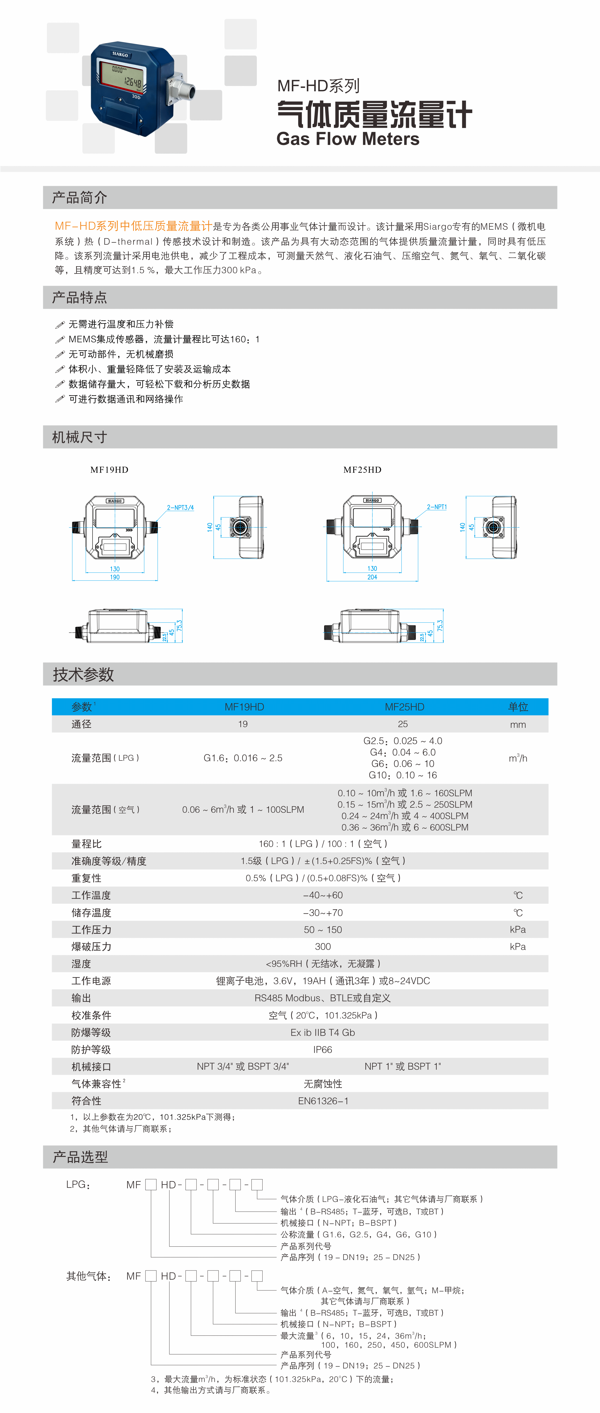 MF-HD系列气体质量流量计