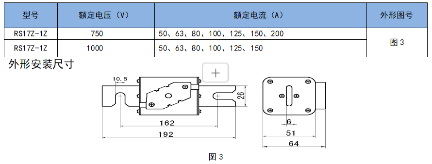 RS17Z系列鐵路用直流快速熔斷器