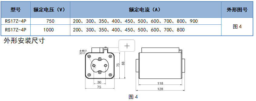 RS17Z系列鐵路用直流快速熔斷器