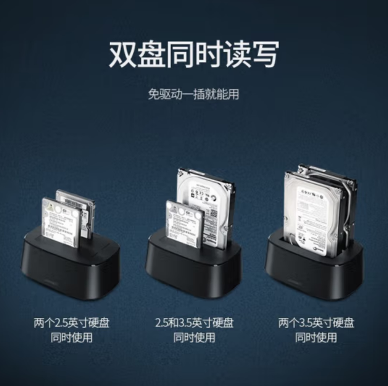 绿联70442-USB3.0双盘位底座（不支持脱机拷贝）