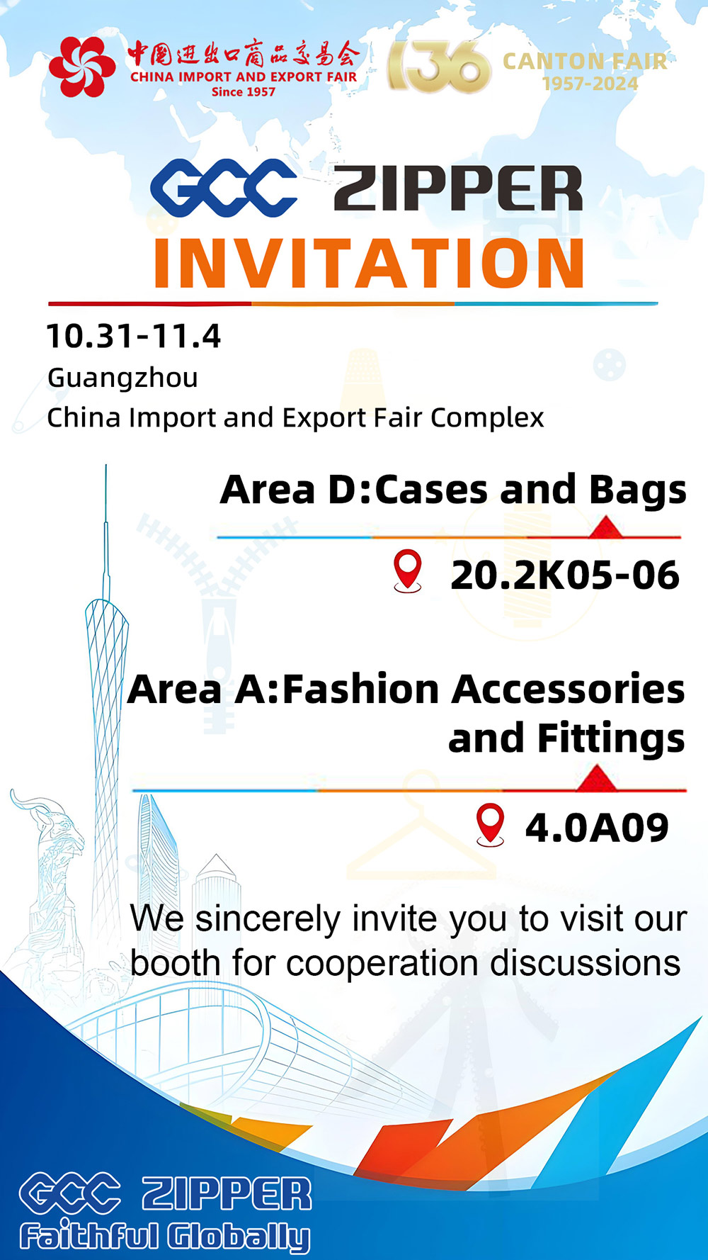 Invitation Letter for GCC Zipper at the 136th Canton Fair