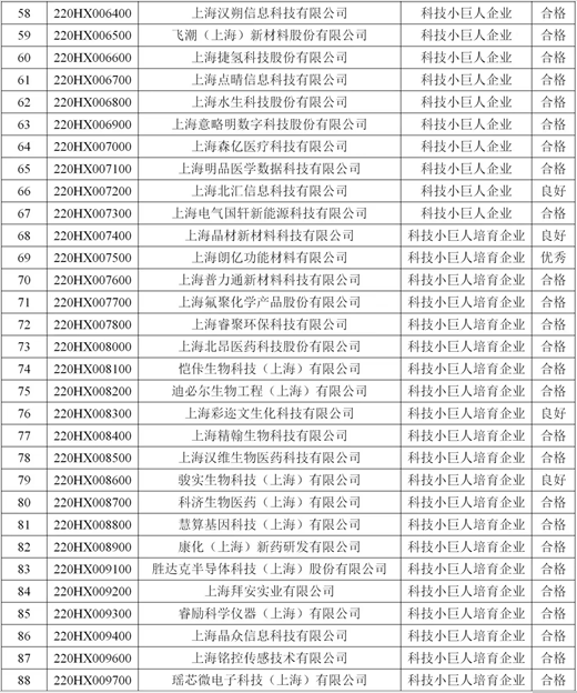 2024年度上海市科技小巨人（含培育）企业综合绩效评价通过企业分析