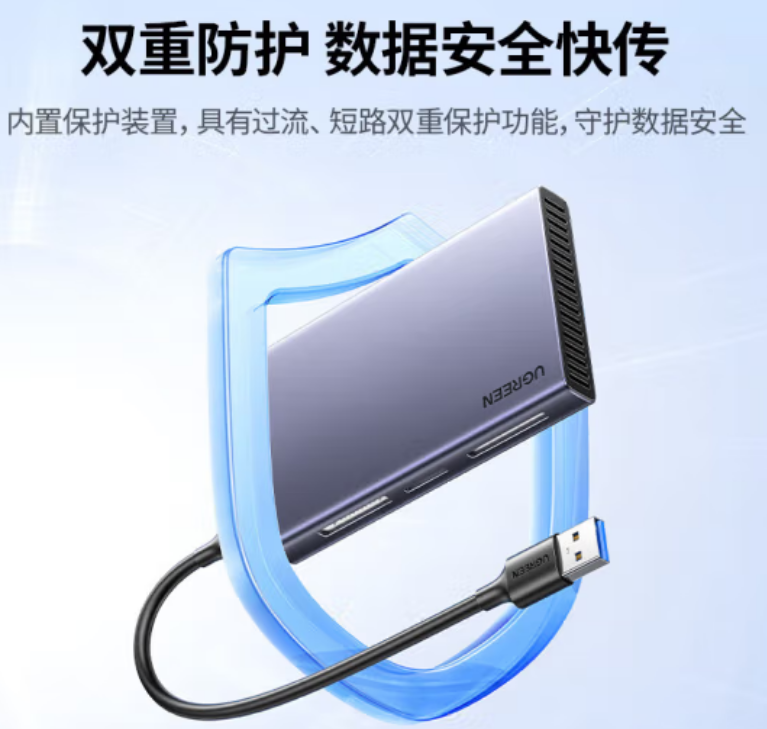 绿联15582 USB3.0转SD+TF+MS+CF+MS五合一读卡器