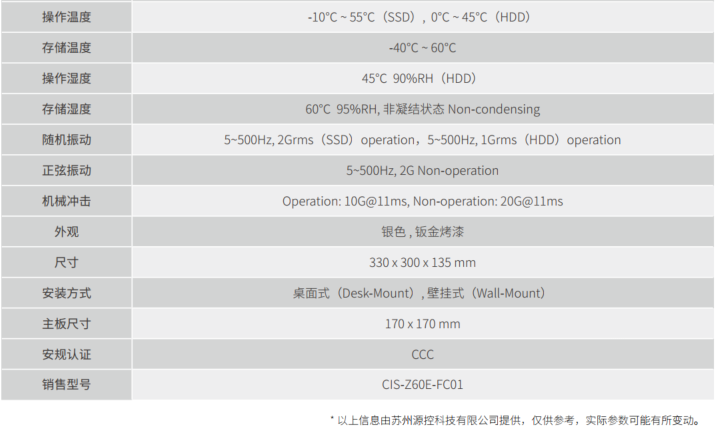 SPES TECH 源控 CIS-Z60E-FC01 金融行业机