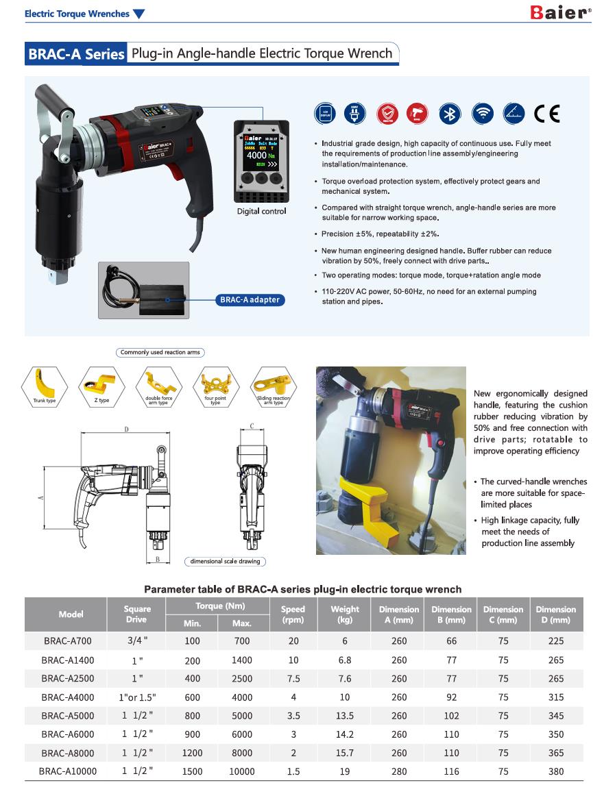 BRAC-A Series Plug-in Angle-handle Electric Torque Wrench