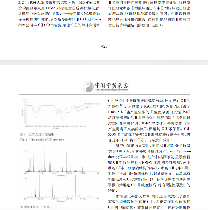 蕲蛇Ⅱ型胶原蛋白的提取和鉴定表征