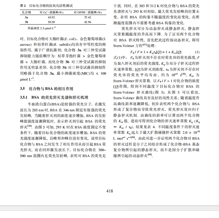 8-(3-或 4-氟苯甲酰基)-7-羟基-4-甲基香豆素的 合成、晶体结构、抑菌活性、抗氧化活性及其 与牛血清白蛋白的相互作用