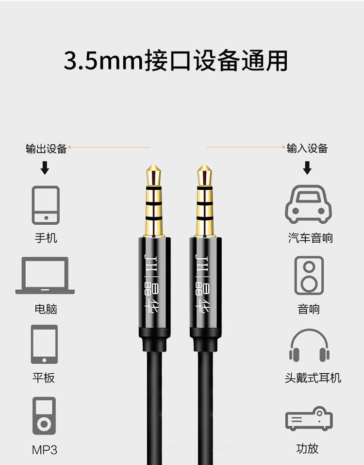 【A312D】晶华一对一音箱线（4节接头）1.2米