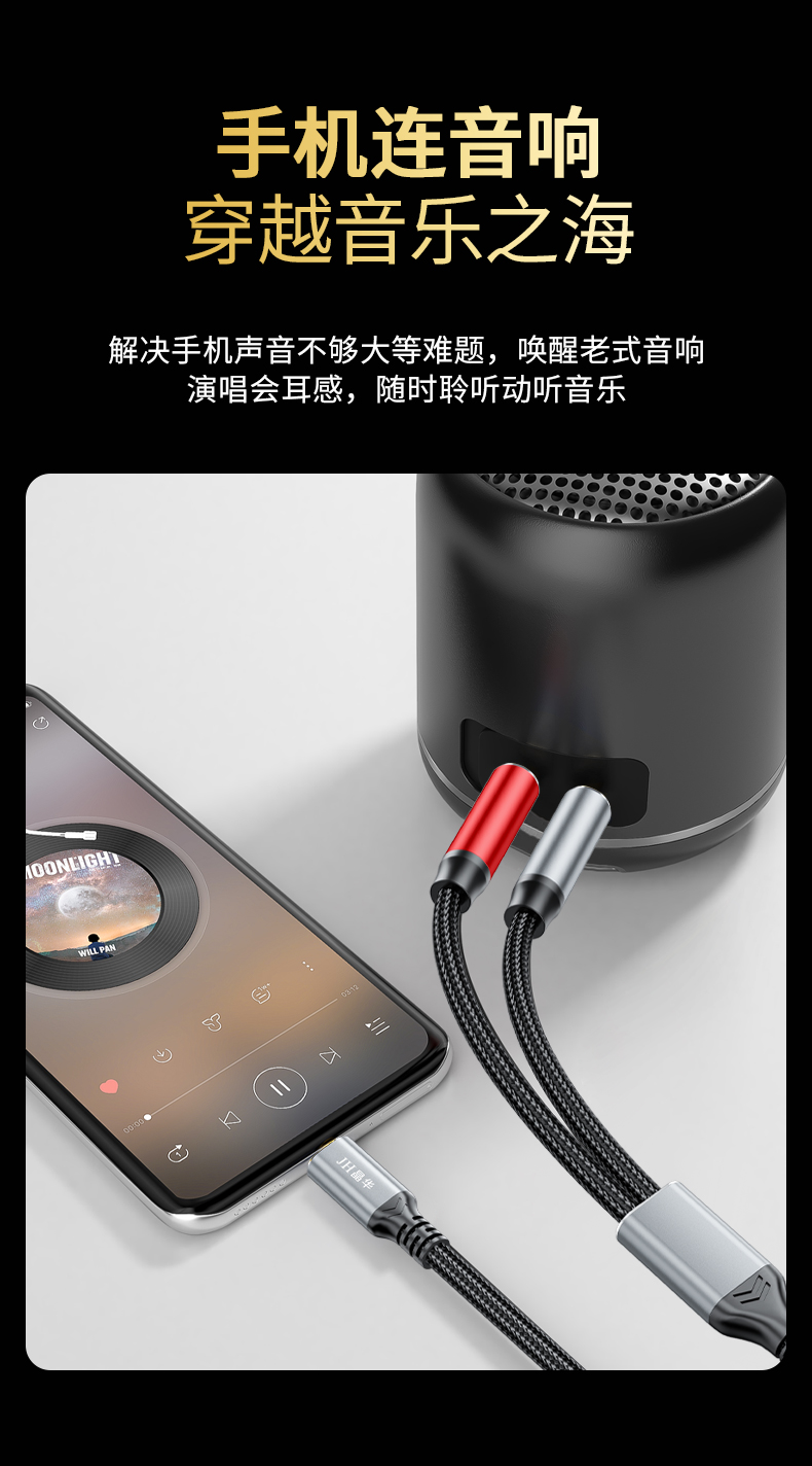 【A571E】晶华TYPE-C转双6.5音频线