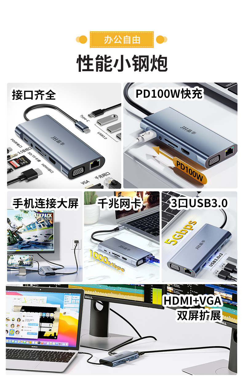 【N835】晶华TYPE-C扩展坞（11合一）