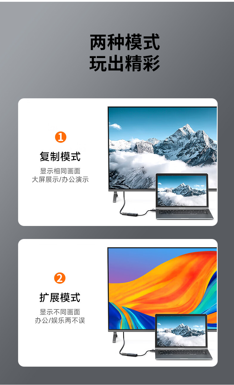 【Z935】晶华USB+TYPE-C转HDMI孔转接线USB显卡1080P