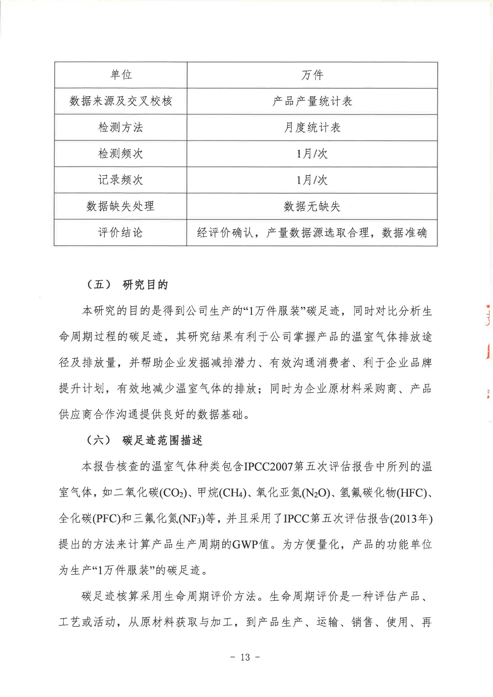 郑州市娅丽达服饰有限公司2024年度碳足迹核查报告