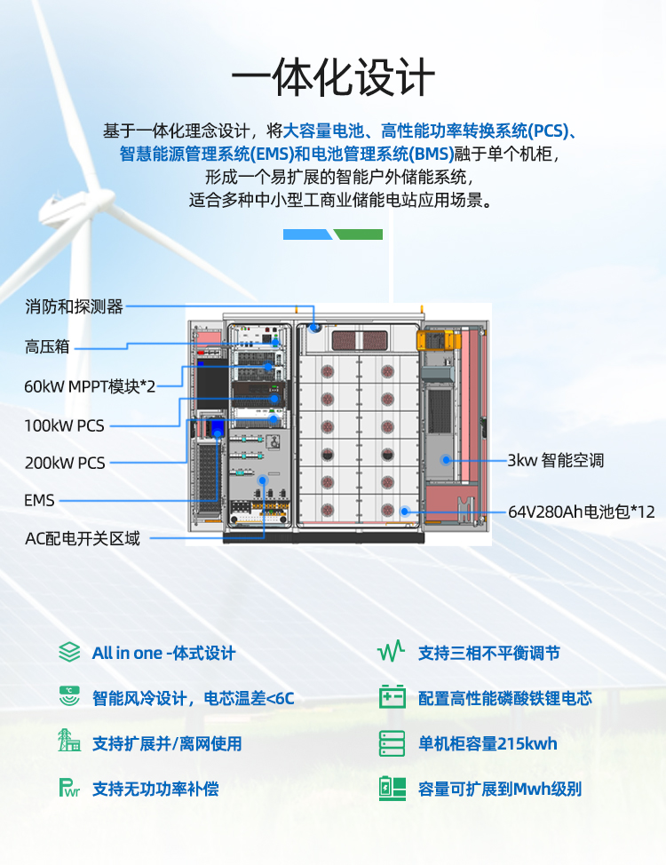 125/215kwh大型微电网工商业储能柜解决方案