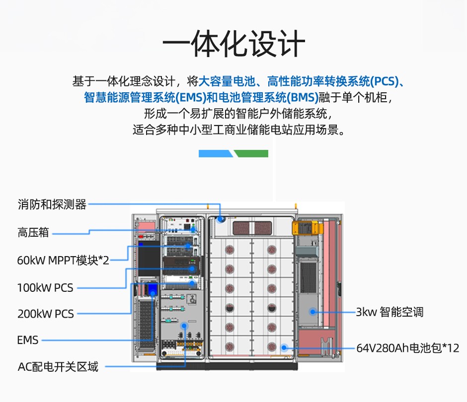 125/215kwh大型微电网工商业储能柜解决方案