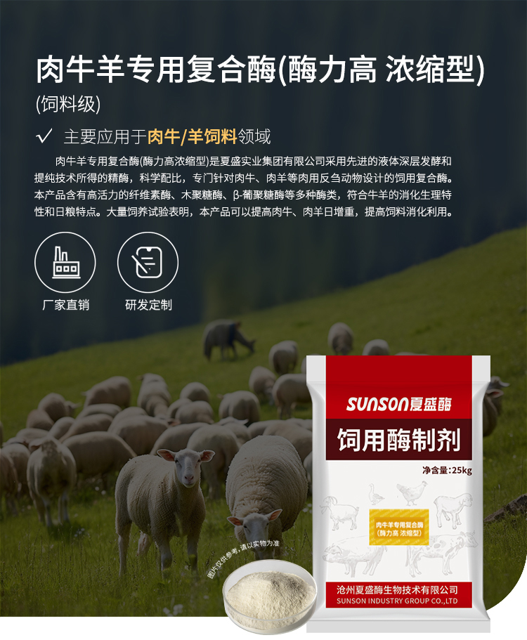 夏盛固体饲料肉牛羊专用复合酶(酶力高/浓缩型)SFG-0991