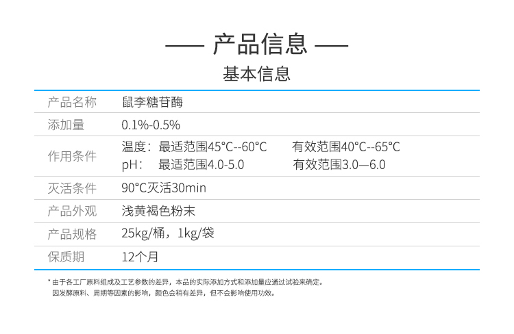 夏盛固体食品用鼠李糖苷酶4万酶活(水解α-L-鼠李糖苷键/脱苦/增香)GDG-2014