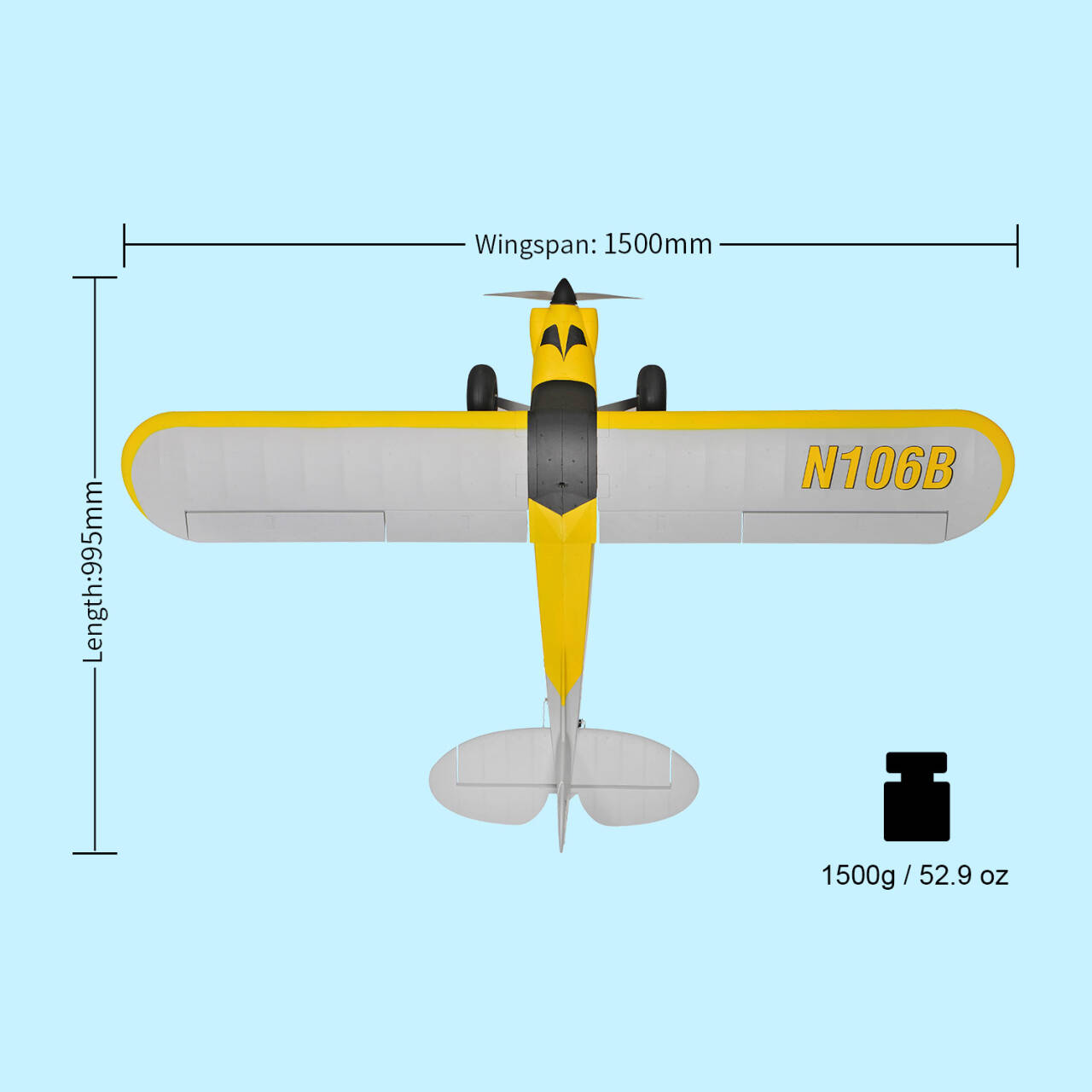 TOP RC HOBBY 1500MM S CUB YELLOW