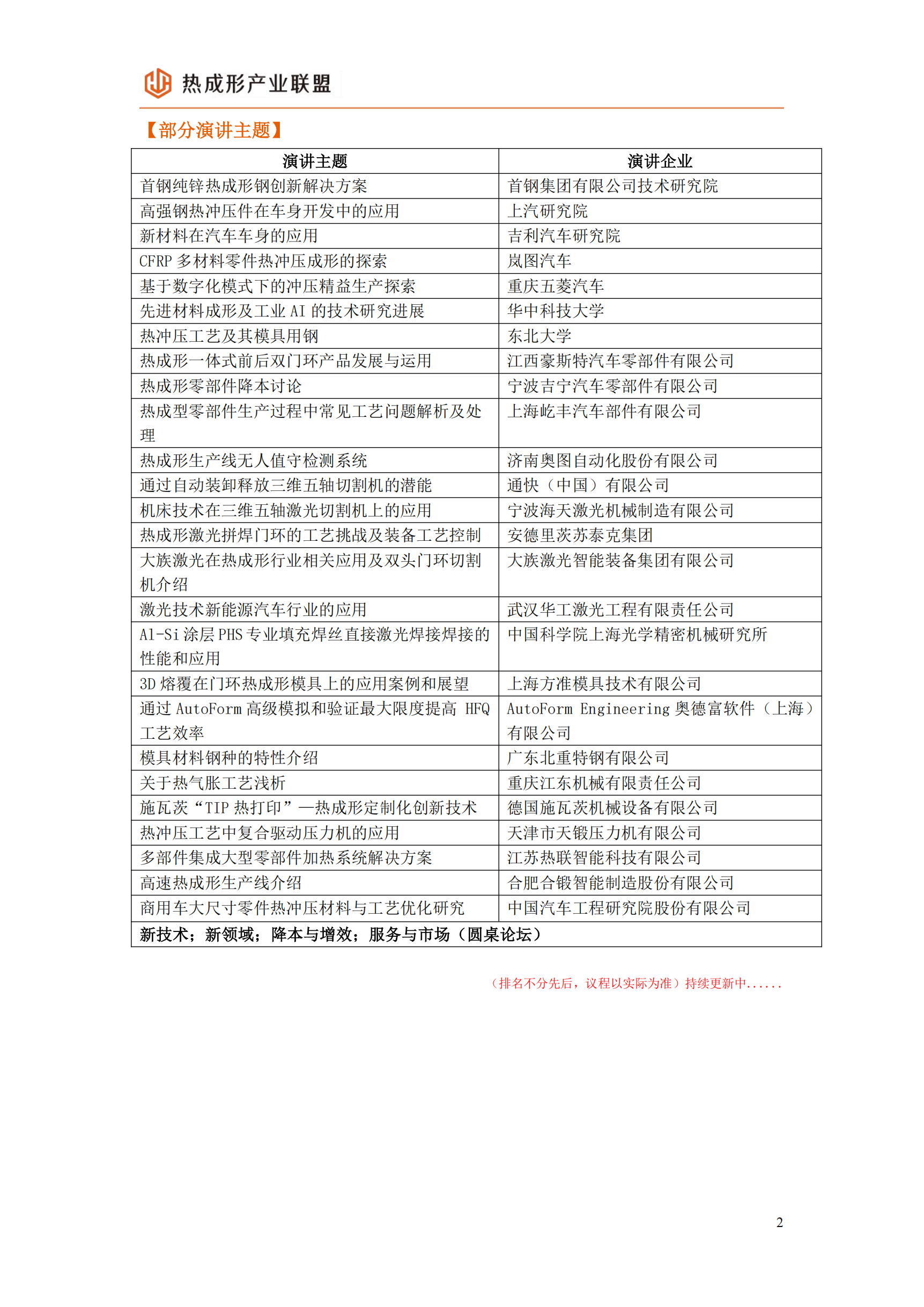 2025热成形产业大会 会议通知