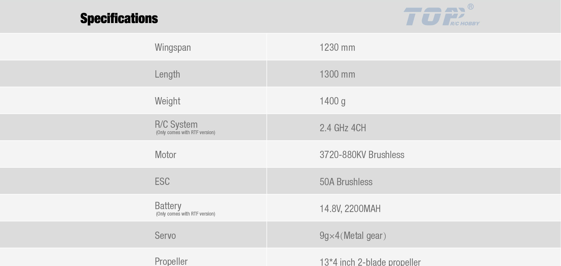 TOP RC HOBBY 1230MM MX2