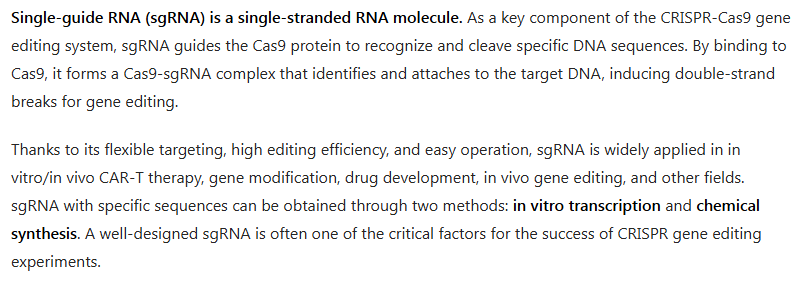 Custom Chemical Synthesis of sgRNA