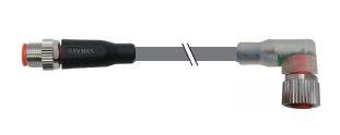 M12 圆形连接器 双端预铸线束-M12-M12 插针直出 插孔90°带LED
