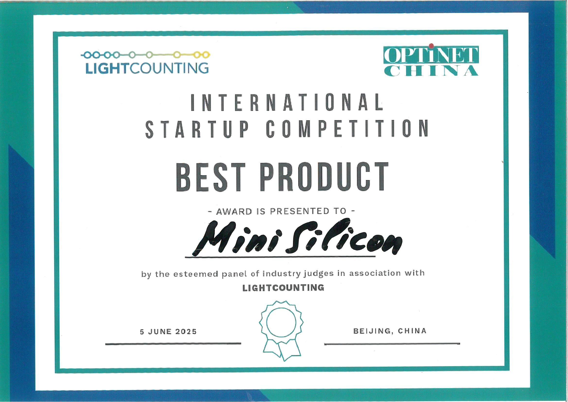 LightCounting OPTiNET 光通信初创公司最佳产品奖