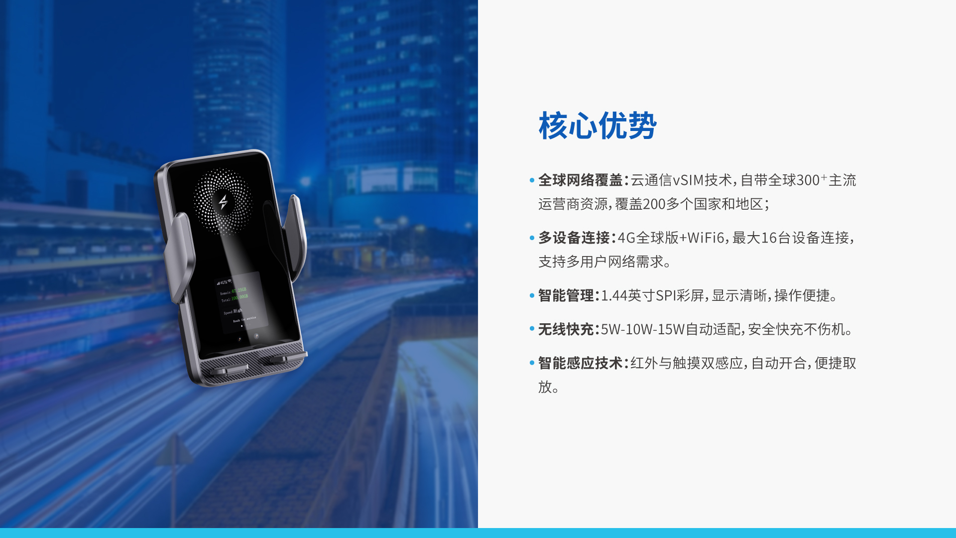 4G全球 vSIM  多功能车载WiFi支架 TC10