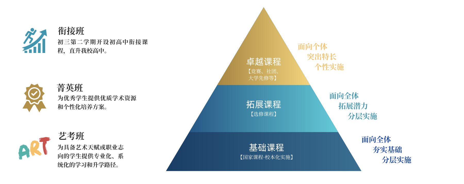 系统的三级课程满足学生个性化成才【0.5+3】学制
