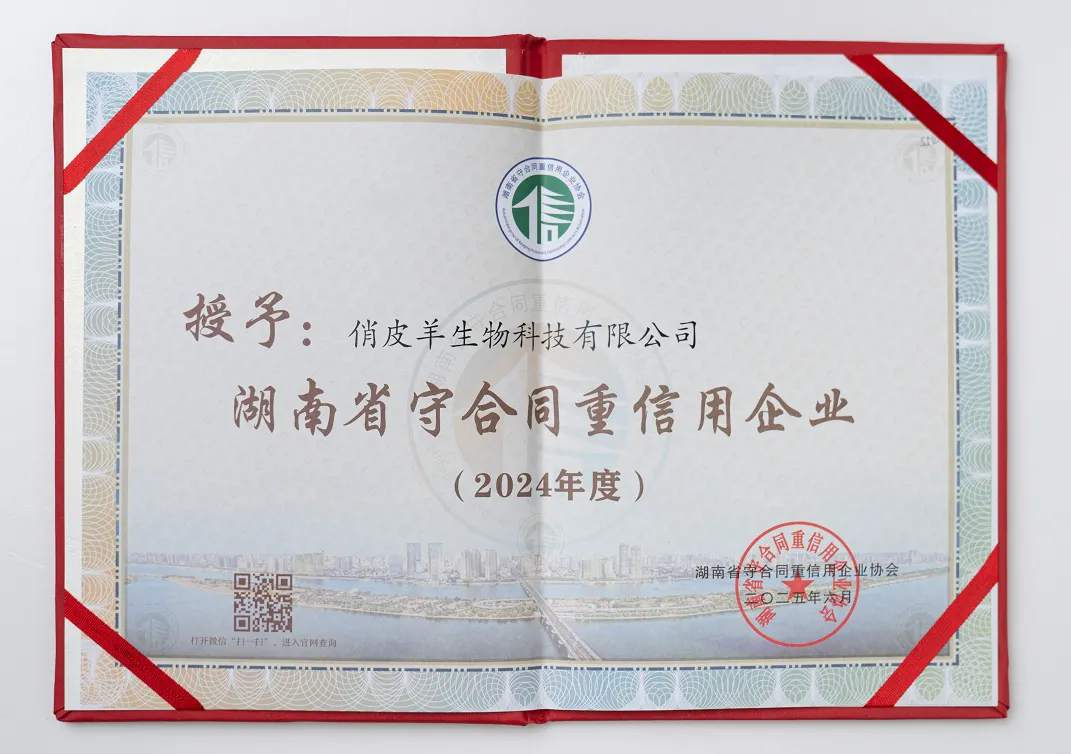 俏皮羊获评2024年度湖南省守合同重信用企业！