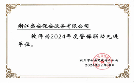喜报|浙江盛安荣获2024年度全市保安服务工作表现突出单位等多项荣誉